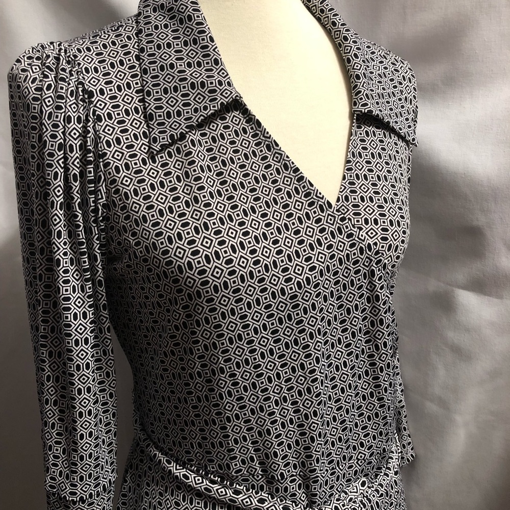 Black and white wrap dress